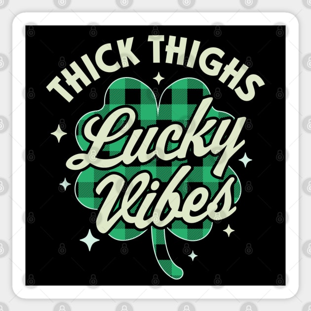 Thick Thighs Lucky Vibes Buffalo Plaid Saint Patrick's Day Sticker by OrangeMonkeyArt